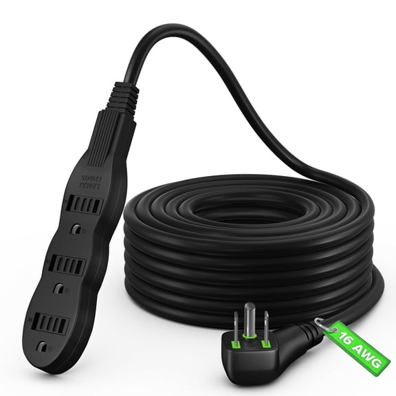 Maximm Extension Cord 30 ft, Extension Cord with Multiple Outlets (3 Outlets), Outlet Extender with Indoor Wire, Multi Plug Outlet 125V, 3 Prong Extension Cord, ETL Listed, Black