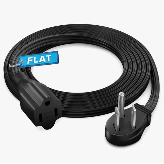 Maximm Extension Cord (6 Feet) 1 Outlet Flat Wire, 3-Prong 45° Angled Flat Plug, 16 AWG Power Cord - UL Certified (Black)