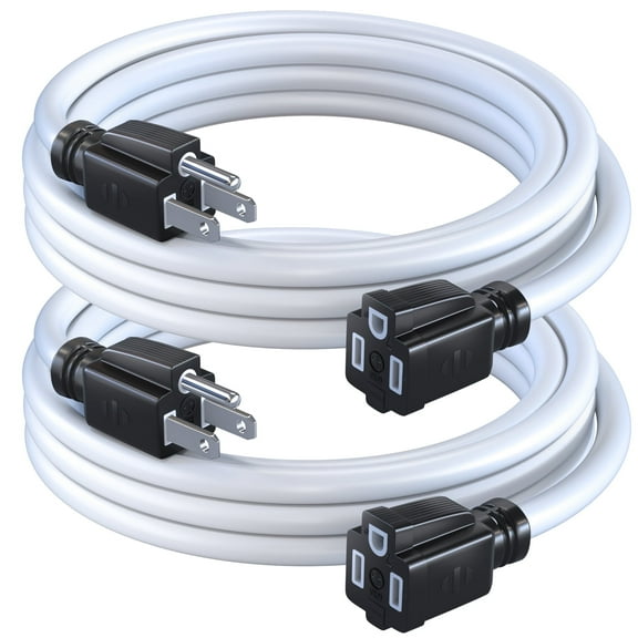 Maximm Extension Cord 6 Ft, 2 Pack White Power Cords Indoor 16 Gauge Wire SJTW Heavy Duty ETL Listed (6Ft, White, 2 Pack)