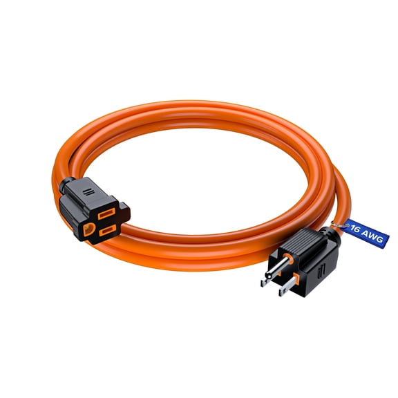 Maximm Extension Cord 6 Ft  Orange Indoor & Outdoor Power Cords, 16 AWG SJTW, Heavy Duty, ETL Listed, Grounded 3-Prong  Extension Cable for Home, Office & Garage