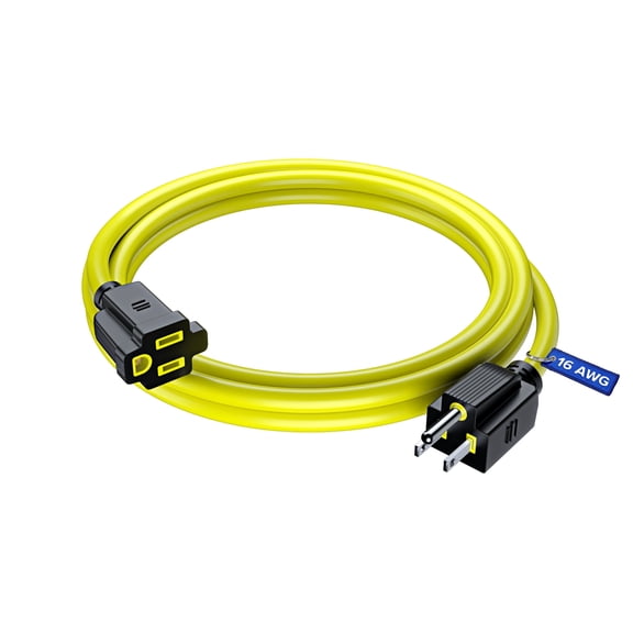 Maximm Extension Cord 6 Ft Yellow Indoor & Outdoor Power Cords, 16 AWG SJTW, Heavy Duty, ETL Listed, Grounded 3-Prong Extension Cable for Home, Office & Garage