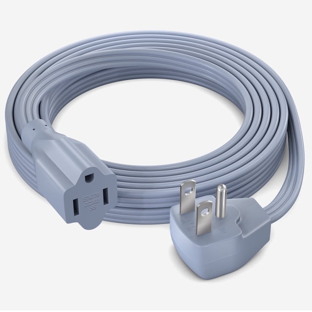 Maximm Extension Cord Heavy Duty (10 Feet) Flat Wire 3-Prong Flat Plug, 14 AWG Power Cord - UL Certified, Gray, Ideal for Home and Office Use, Appliances, Electronics, Power Tools