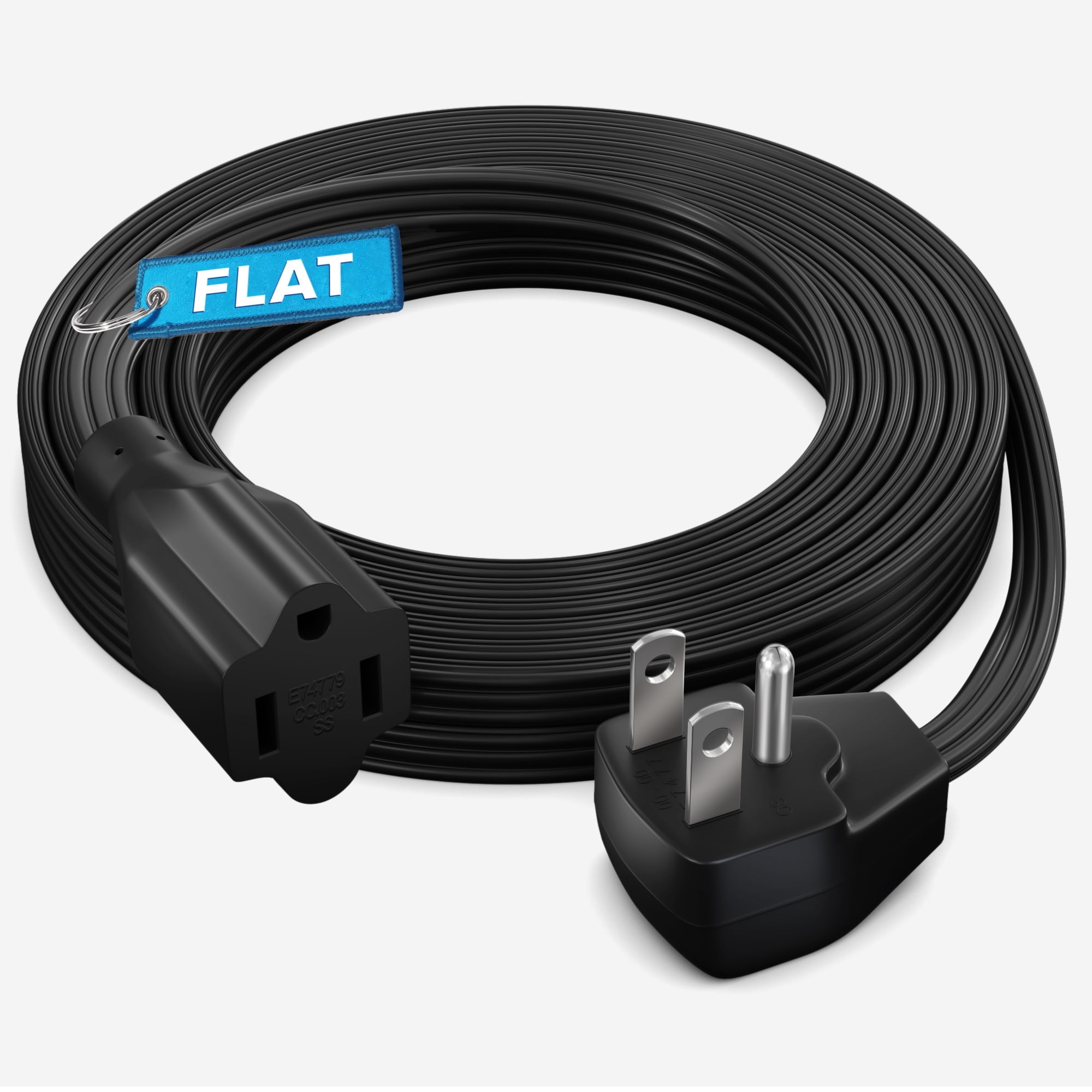 Maximm Extension Cord Heavy Duty (12 Feet) Flat Wire 3-Prong Flat Plug ...