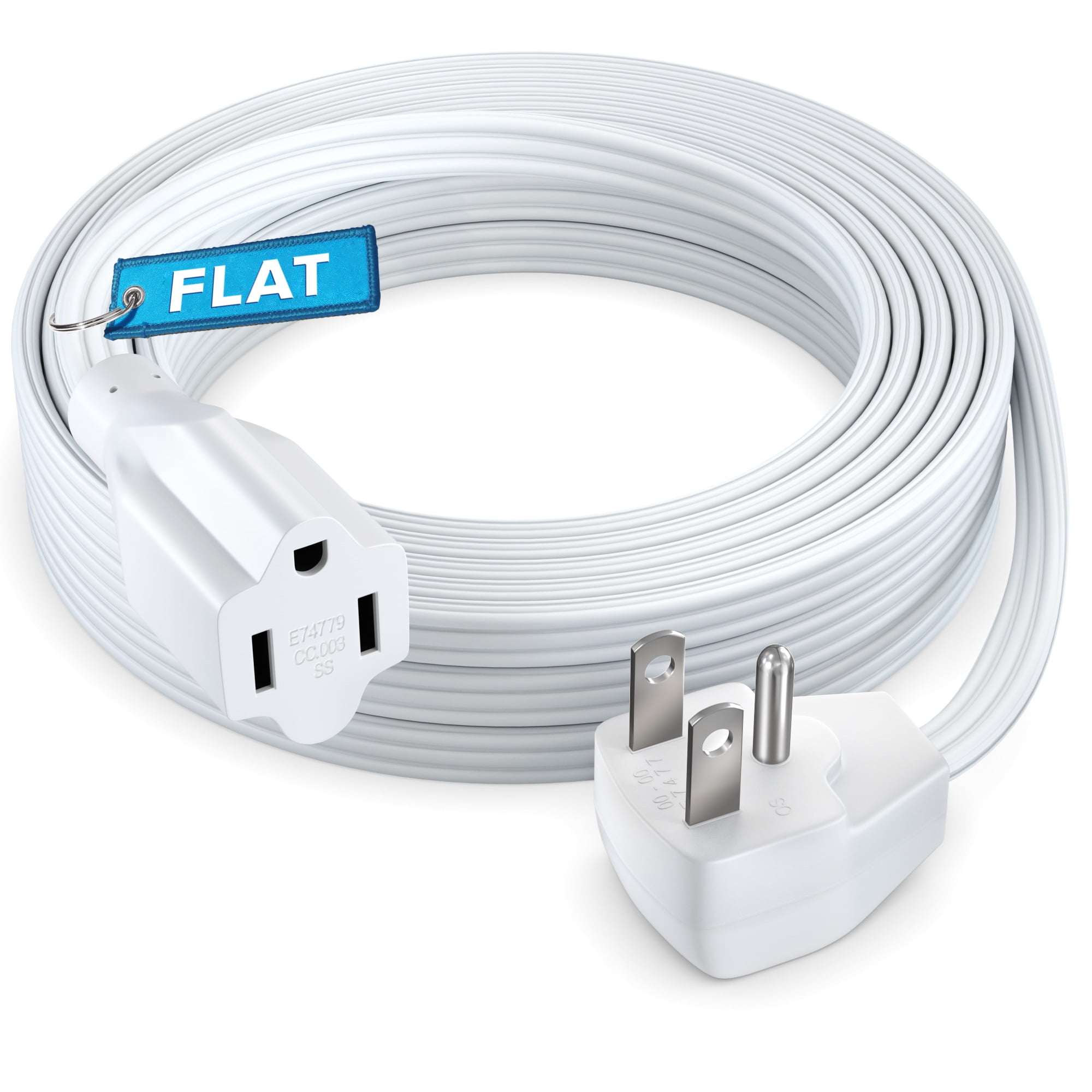 Maximm Extension Cord Heavy Duty (15 Feet) Flat Wire 3-Prong Flat Plug ...