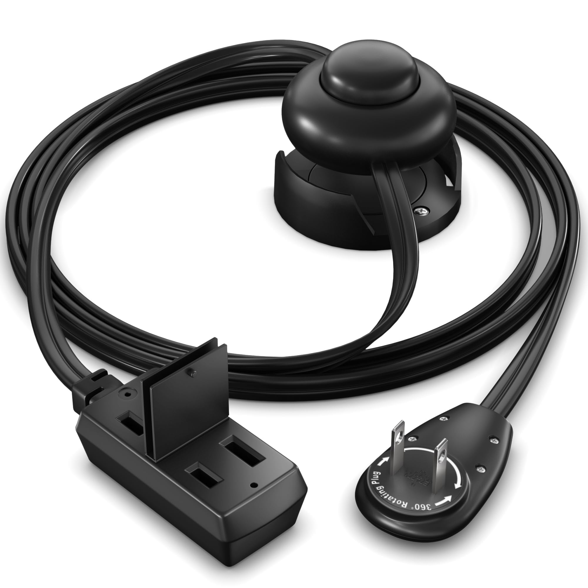 Maximm Extension Cord with On/Off Switch and Cradle, 2-Prong Flat Plug ...