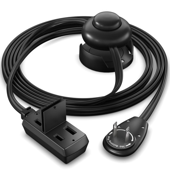 Maximm 4-Foot Extension Cord, 2-Prong Flat Plug with On/Off Switch and Cradle, 16 AWG, UL Certified, Indoor Use, Black