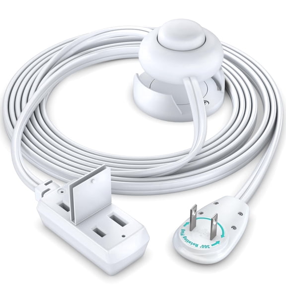 Maximm 6-Foot Extension Cord with On/Off Switch and Cradle, 2-Prong Flat Plug, 16 AWG, UL Certified, Indoor Use