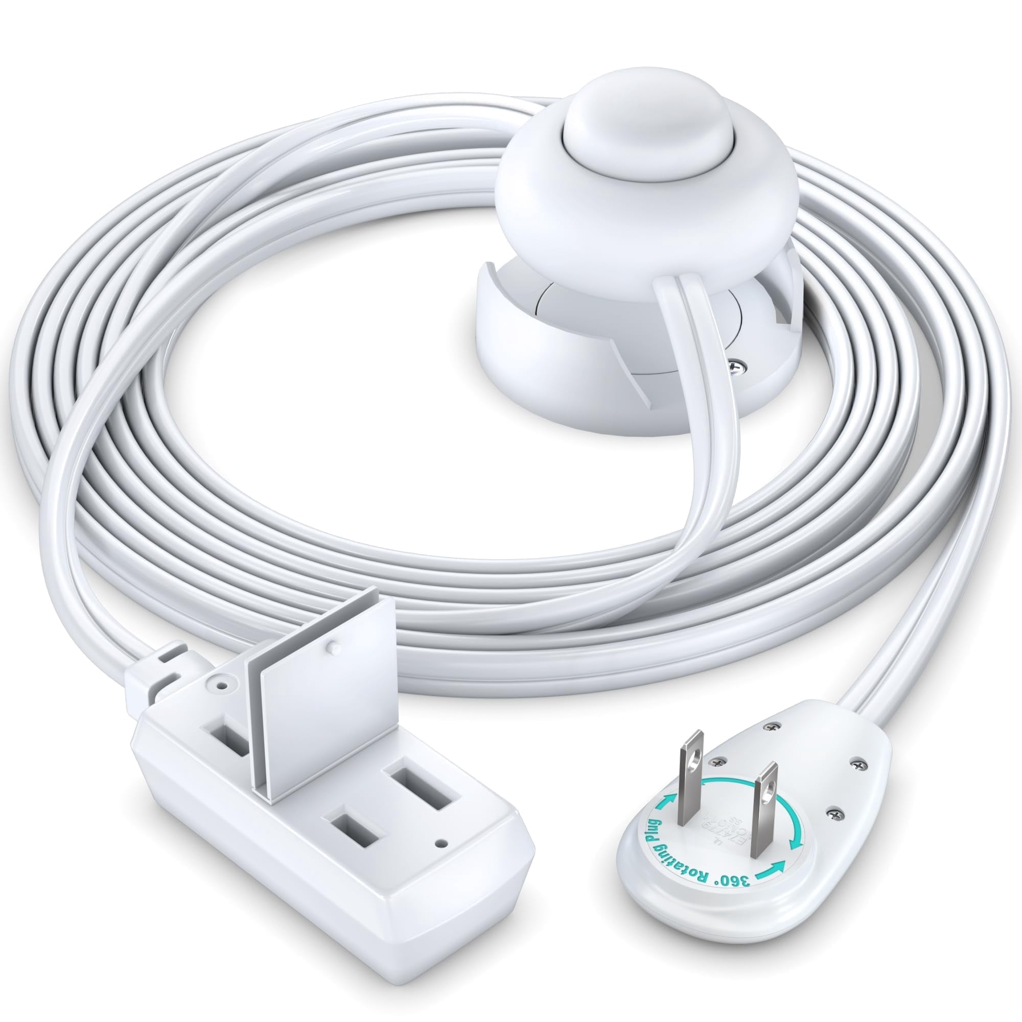 Maximm Extension Cord with On/Off Switch and Cradle, 2-Prong Flat Plug ...
