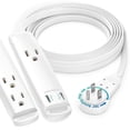 thumbnail image 1 of Extension Cord with USB Ports 10FT, 360° Rotating Flat Plug Extension Cord, 3-Outlet with USB Ports (2 Ports), 3 Prong Extension Cord, Grounded Extension Cord (White) UL Certified, 1 of 7