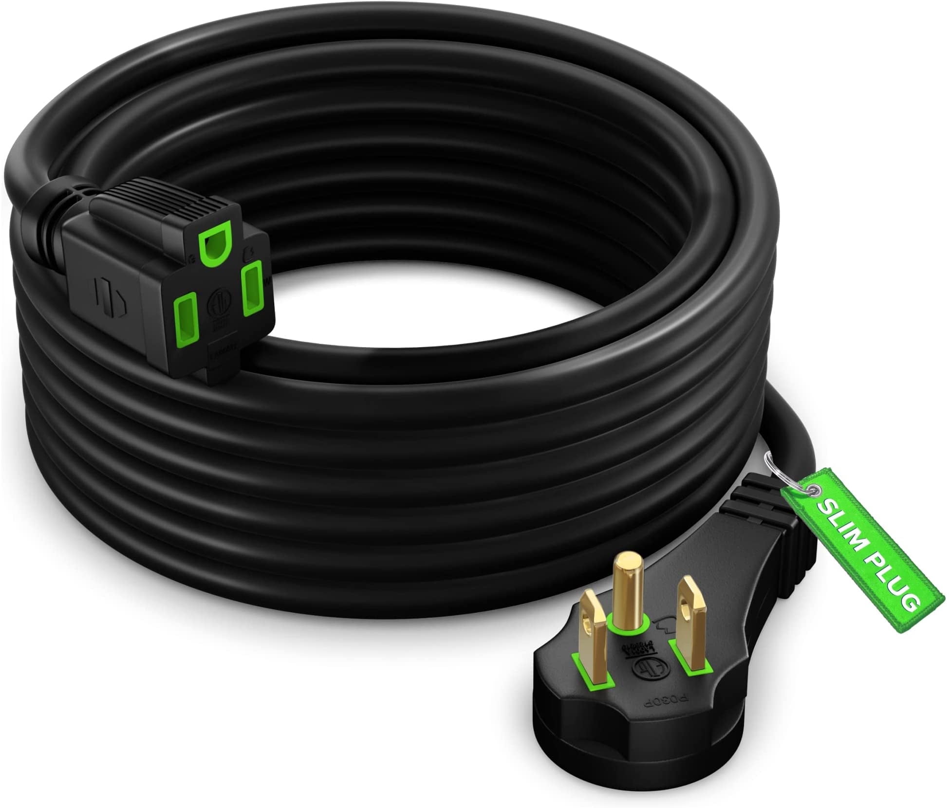 Maximm Flat Plug Extension Cord 12 ft with Slim Space-Saving Plug ...