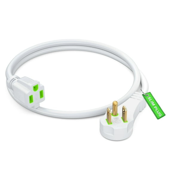 Maximm Flat Plug Extension Cord 2 ft with Slim Space-Saving Plug Design, Low Profile Extension Cord 14AWG (White)