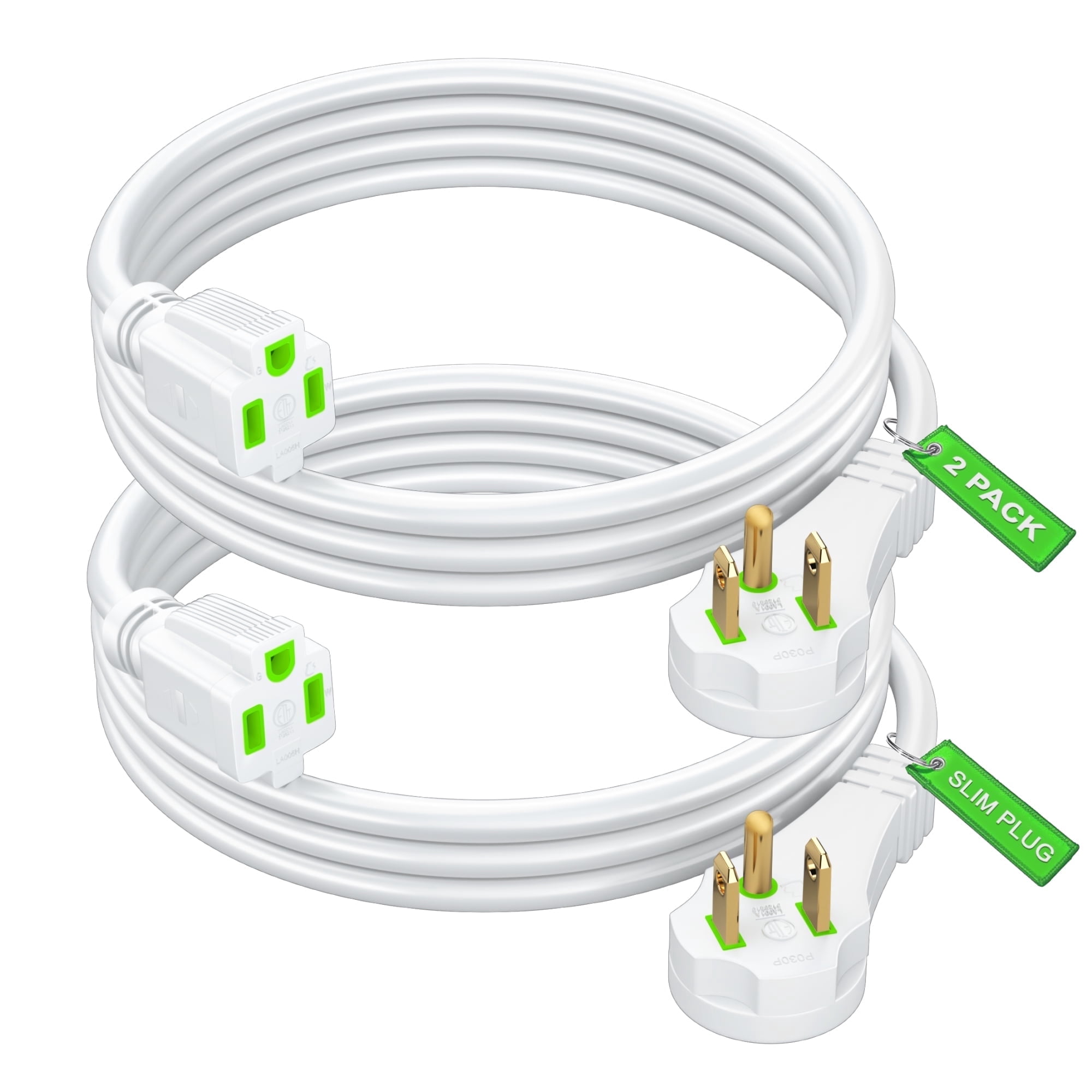 Maximm Flat Plug Extension Cord 3 ft with Slim Space-Saving Plug Design ...
