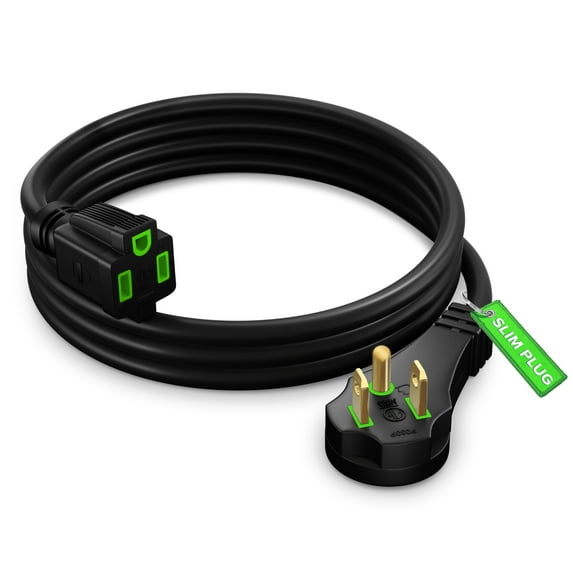 Maximm Flat Plug Extension Cord 4 ft with Slim Space-Saving Plug Design, Low Profile Extension Cord 16AWG (Black)