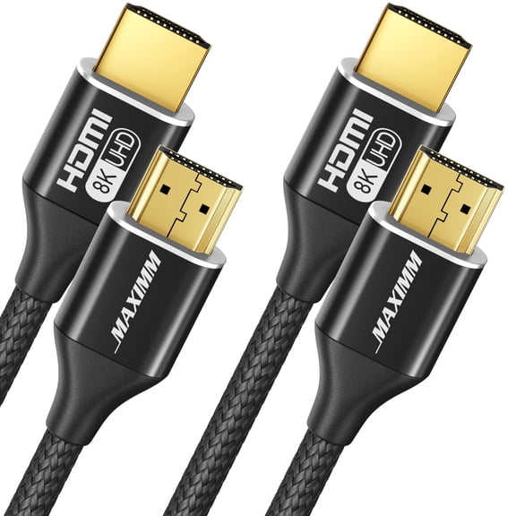 Maximm HDMI 2.1 Cable 2 Feet, Black, 2 pack, 8K 60Hz 4K 120Hz Ultra High Speed, 48Gbps, eARC, Dolby Vision