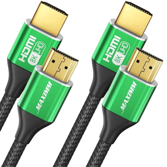 Maximm Ultra High Speed 8K HDMI 2.1 Cable 48Gbps 4K 120Hz eARC HDR HDCP 2.3 for TV Gaming Monitor, 4 ft, Green, 2-pack