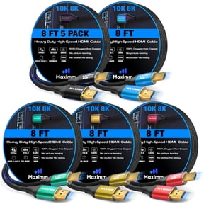 Maximm HDMI 2.1 Cable 4 Feet, Multicolor, 5 Pack, 8K 60Hz 4K 120Hz Ultra High Speed, 48Gbps, eARC, Dolby Vision