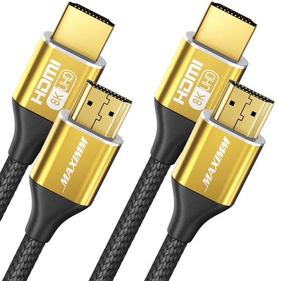 Maximm HDMI 2.1 Cable 8 Feet, Gold, 2 pack, 8K 60Hz 4K 120Hz Ultra High Speed, 48Gbps, eARC, Dolby Vision