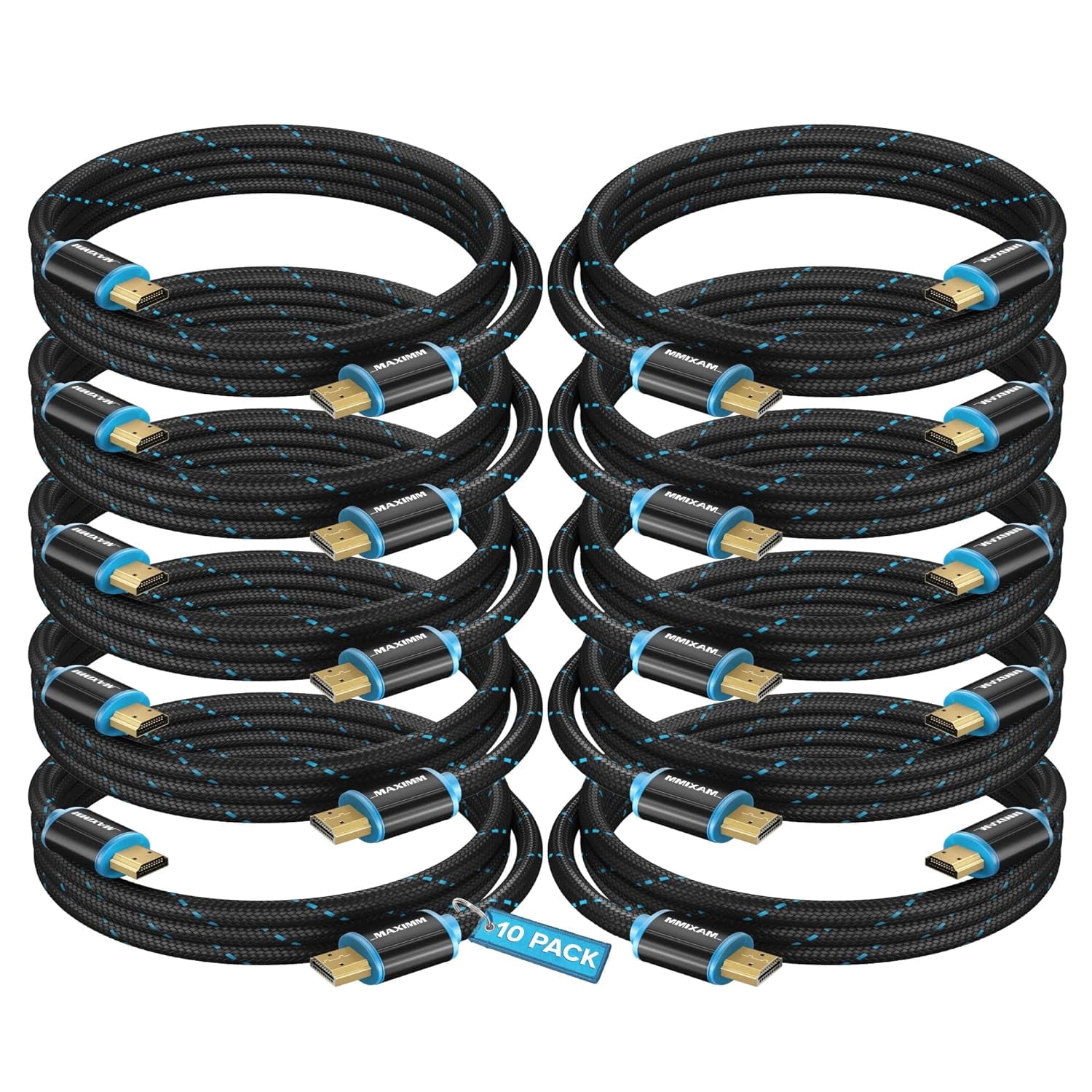 Maximm 4K HDMI Cable 10 Pack 4 Feet – High-Speed HDMI Cord 18 Gbps, Supports 4K 60Hz, Nylon Braided