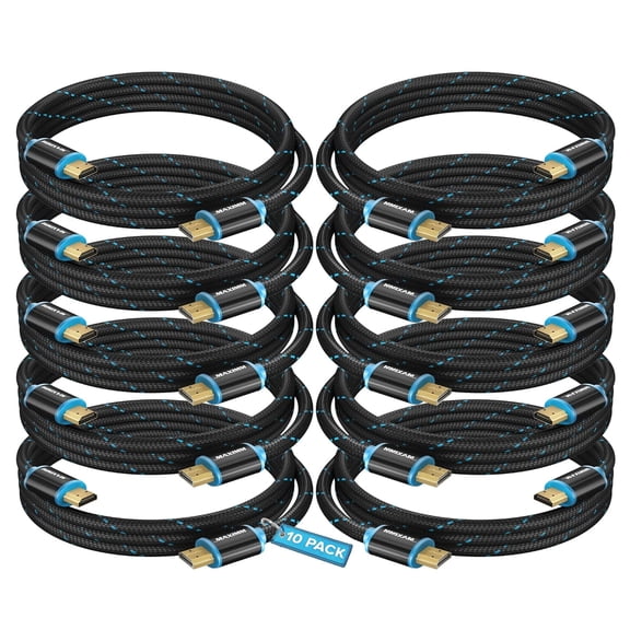 Maximm 4K HDMI Cable 10 Pack 4 Feet – High-Speed HDMI Cord 18 Gbps, Supports 4K 60Hz, Nylon Braided