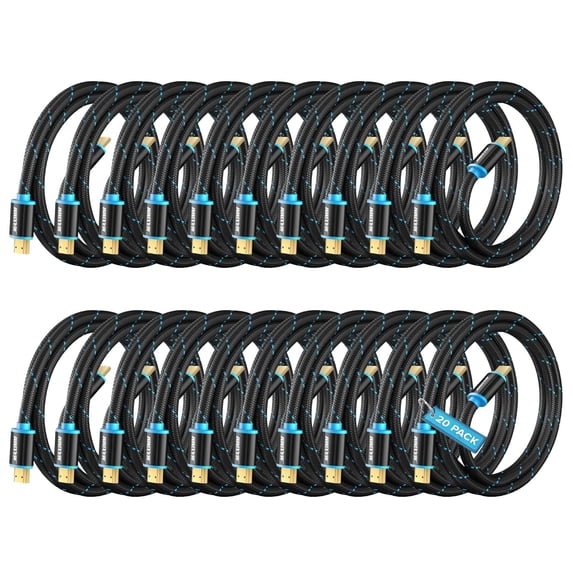 Maximm 4K HDMI Cable 20 Pack 4 Feet – High-Speed HDMI Cord 18 Gbps, Supports 4K 60Hz, Nylon Braided