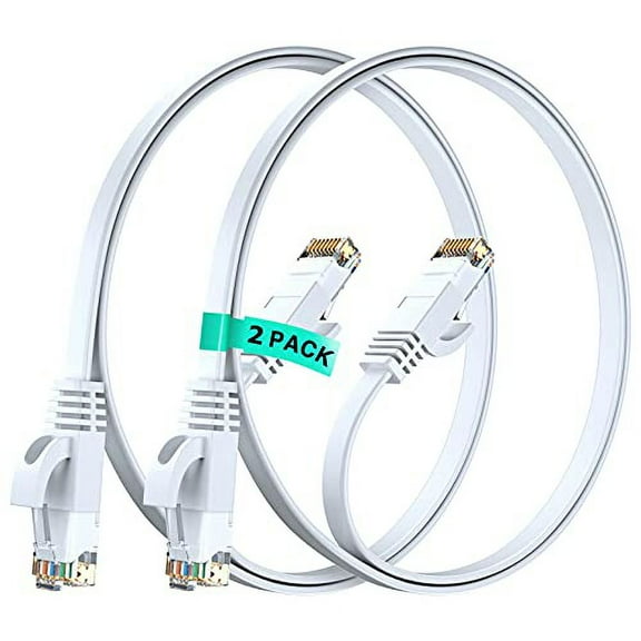 Ethernet Cable 20ft, 2-Pack (Black) - Cat7 High-Speed LAN Cords for Gaming, Streaming, Router, Modem, PC, PS5, Xbox - Slim & Durable Design (20 Feet)