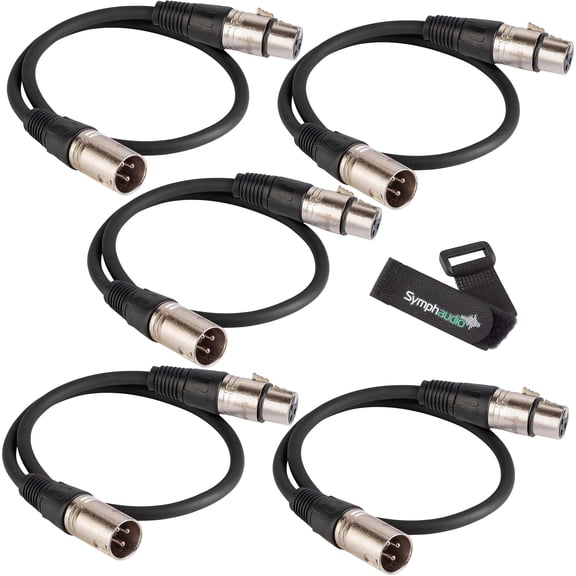 Maximm Microphone Cable, Black Mic Cable Wire XLR Male to XLR Female 1.5ft - Heavy Duty Microphone Cord W/Metal Connectors, Impedance-Balanced Lines for RF & EM Noise Reduction