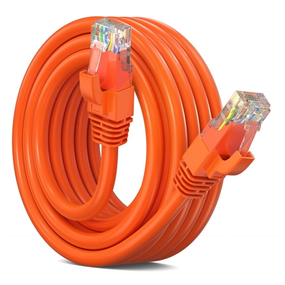 Ethernet Cable 10 ft CAT6 High Speed Internet Network LAN Cable Cord, Outdoor Waterproof (Orange)