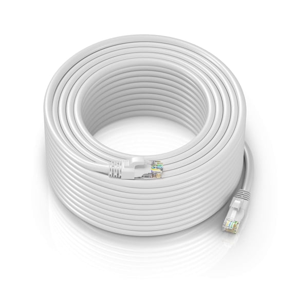 Ethernet Cable 200 ft CAT6 High Speed Internet Network LAN Cable Cord, Outdoor Waterproof (White)