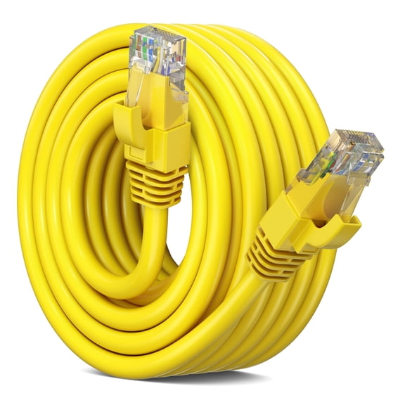 Ethernet Cable 20 ft CAT6 High Speed Internet Network LAN Cable Cord, Outdoor Waterproof (Yellow)