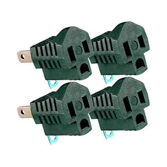 Maximm Polarized Grounding Adapter (4-Pack) Green, 2 Prong Grounding Converter For wall Outlets Plugs, Turn 2-Prong Outlets to 3-Prong Outlets, Easy to Install, Indoor Only, ETL Listed