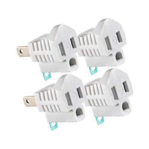 Maximm 3-Prong to 2-Prong Grounding Adapter, 4 Pack, White, ETL Listed Converter for Wall Outlets