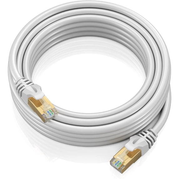 Cat 7 Ethernet Cable 25 ft - High-Speed Cat7 Internet & Network LAN Patch Cables, RJ45 Connectors - Perfect for Gaming, Streaming, and More (White)