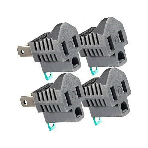 Maximm polarized grounding adapter (4-pack) grey, 2 prong grounding converter for wall outlets plugs, turn 2-prong outlets to 3-prong outlets, easy to install, indoor only, etl listed