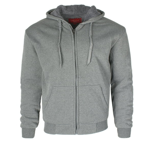 Maximos Men's 5008 Sherpa Lined Long Sleeve Full Zip Hoodie Heather Grey L