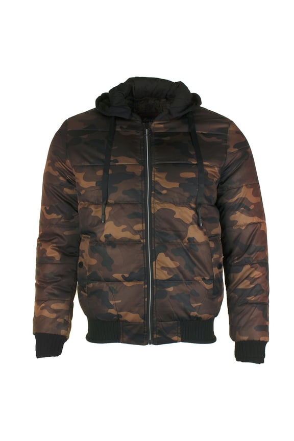 Men's Adam Zip Up Front Pocket Hooded Camouflage Jacket Orange L