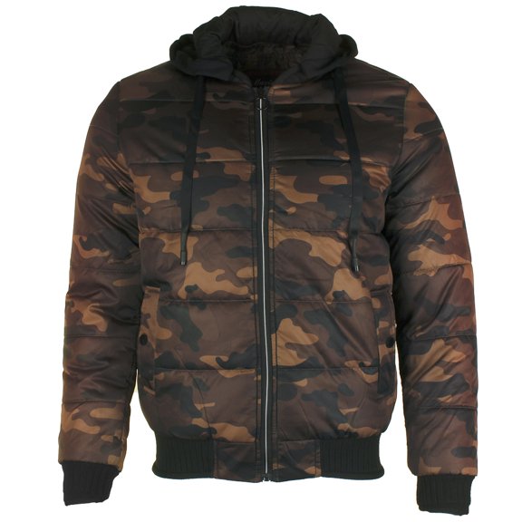 Maximos Men's Adam Zip Up Front Pocket Hooded Camouflage Jacket Orange S