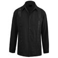 thumbnail image 1 of Maximos Men's Guayabera Cuban Style Casual Vacation Bartender Wedding Button up Long Sleeve Dress Shirt Black XL, 1 of 4