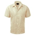 thumbnail image 1 of Maximos Men's Guayabera Summer Casual Cuban Beach Wedding Vacation Short Sleeve Button-Up Casual Dress Shirt Cream 5XL, 1 of 1