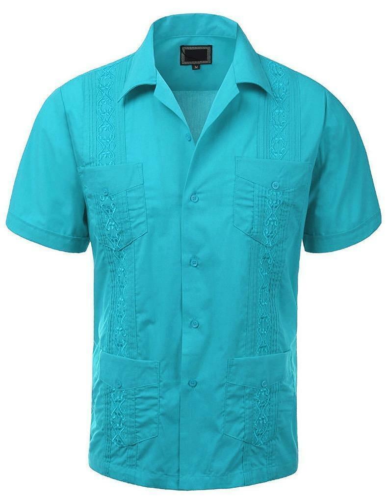 Maximos Men's Guayabera Summer Casual Cuban Beach Wedding Vacation Short Sleeve Button-Up Casual Dress Shirt&nbsp; - image 1 of 1