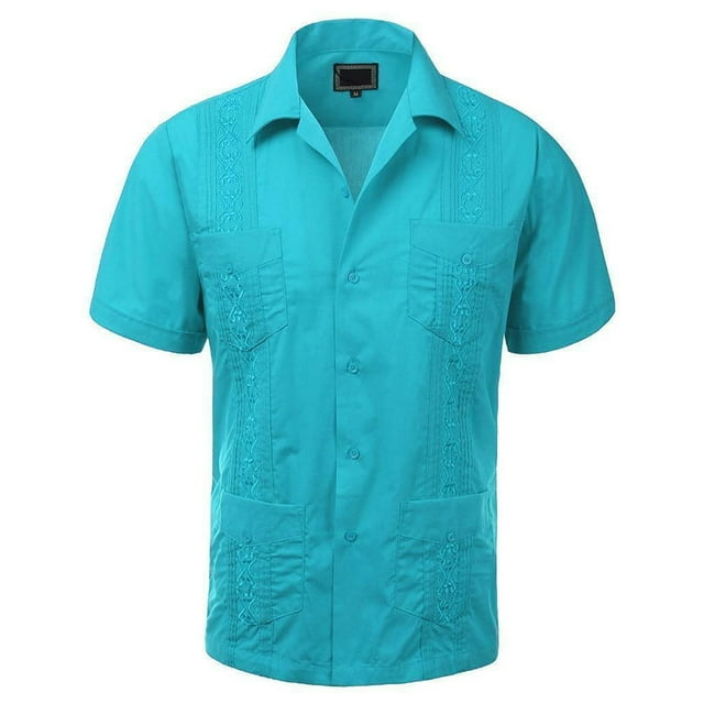 Maximos Men's Guayabera Summer Casual Cuban Beach Wedding Vacation Short Sleeve Button-Up Casual Dress Shirt&nbsp;