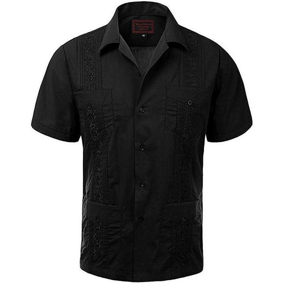 Maximos Men's Guayabera Summer Casual Cuban Beach Wedding Vacation Short Sleeve Button-Up Casual Dress Shirt 
