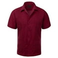 thumbnail image 1 of Maximos Men's Guayabera Summer Casual Cuban Beach Wedding Vacation Short Sleeve Button-up Casual Dress Shirt Burgundy 3XL, 1 of 2