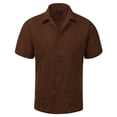 thumbnail image 1 of Maximos Men's Guayabera Summer Casual Cuban Beach Wedding Vacation Short Sleeve Button-up Casual Dress Shirt Chocolate Brown M, 1 of 1