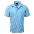 thumbnail image 1 of Maximos Men's Guayabera Summer Casual Cuban Beach Wedding Vacation Short Sleeve Button-up Casual Dress Shirt Light Blue S, 1 of 17
