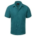 thumbnail image 1 of Maximos Men's Guayabera Summer Casual Cuban Beach Wedding Vacation Short Sleeve Button-up Casual Dress Shirt Teal 4XL, 1 of 2