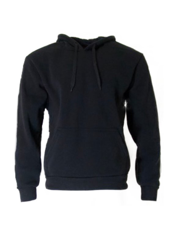 Men's Hoodie Drawstring Closure Long Sleeve Front Pocket Sweatshirt, Black, S