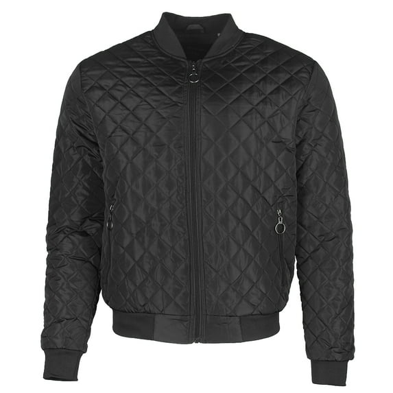 Maximos Men's Jason Zip Up Front Pocket Quilted Bomber Jacket Black S
