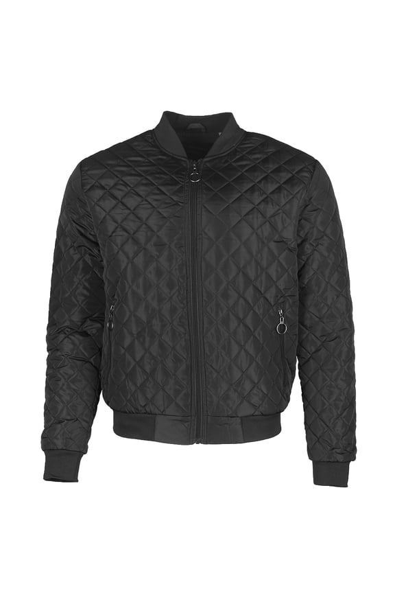 Men's Jason Zip Up Front Pocket Quilted Bomber Jacket Black S