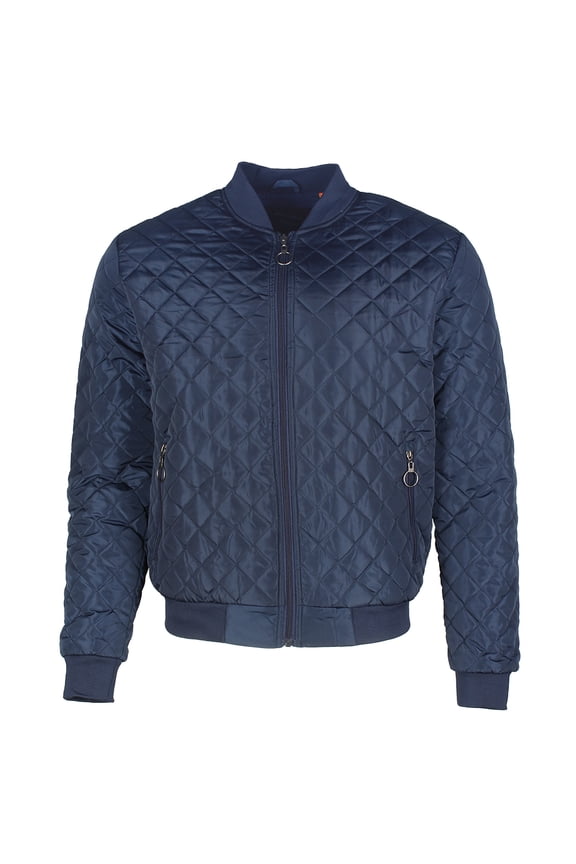 Men's Jason Zip Up Front Pocket Quilted Bomber Jacket Navy L