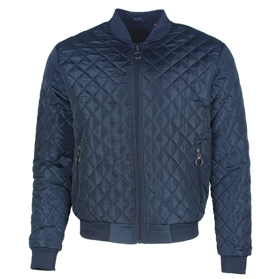 Maximos Men's Jason Zip Up Front Pocket Quilted Bomber Jacket Navy M
